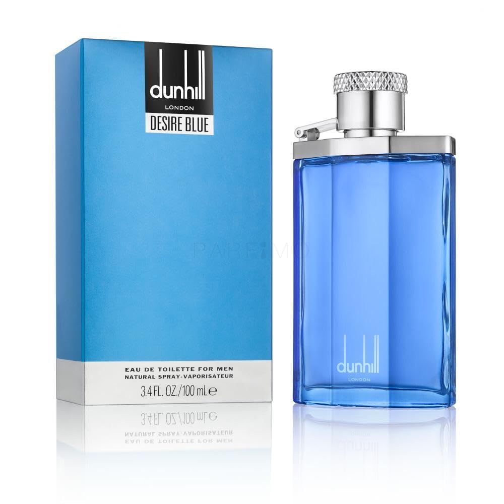 Alfred Dunhill Desire Blue spray application for lasting scent.
