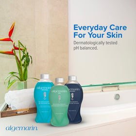 Algemarin European-made formula bottle, signifying high-quality bath care.