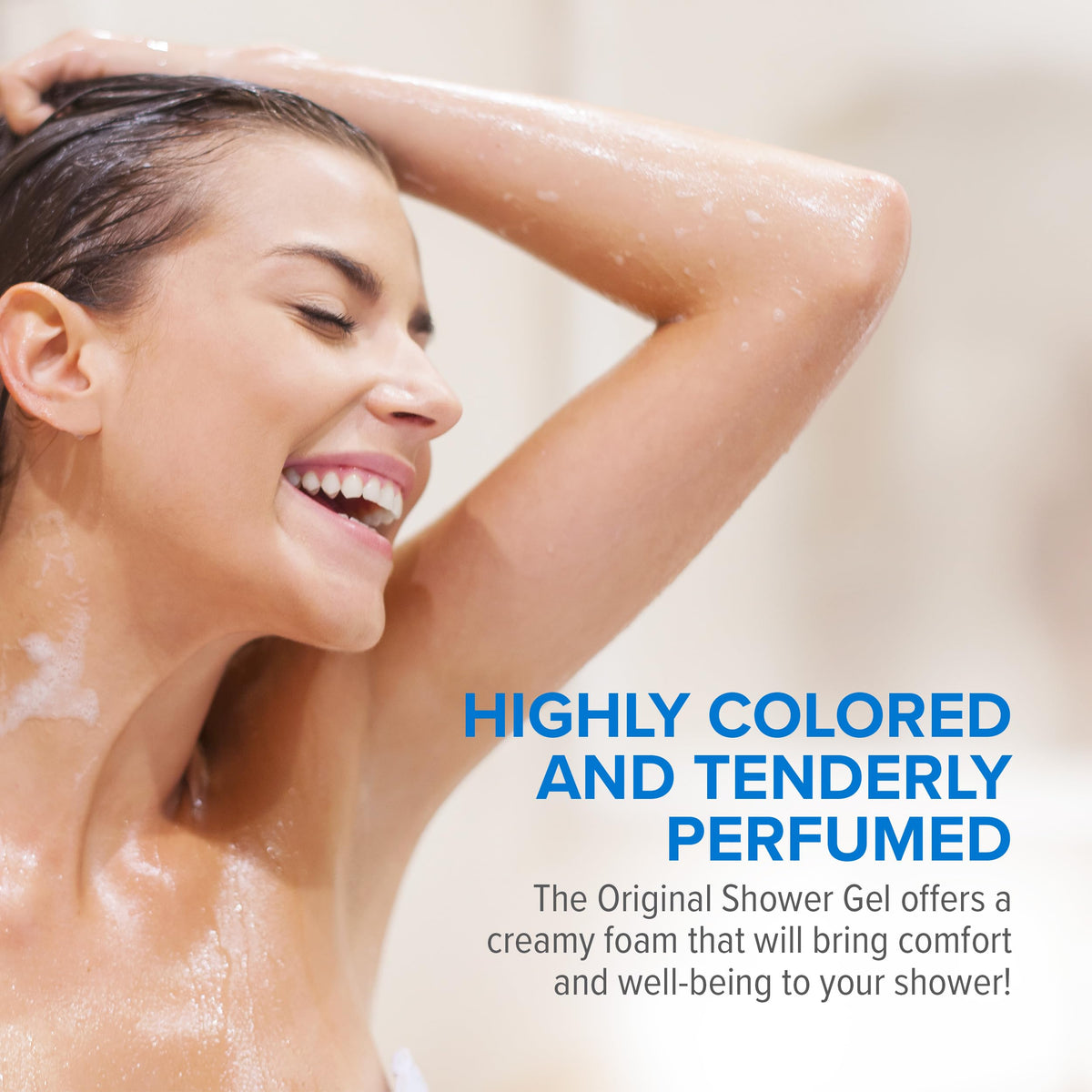Algemarin original shower gel foamy mousse texture in use