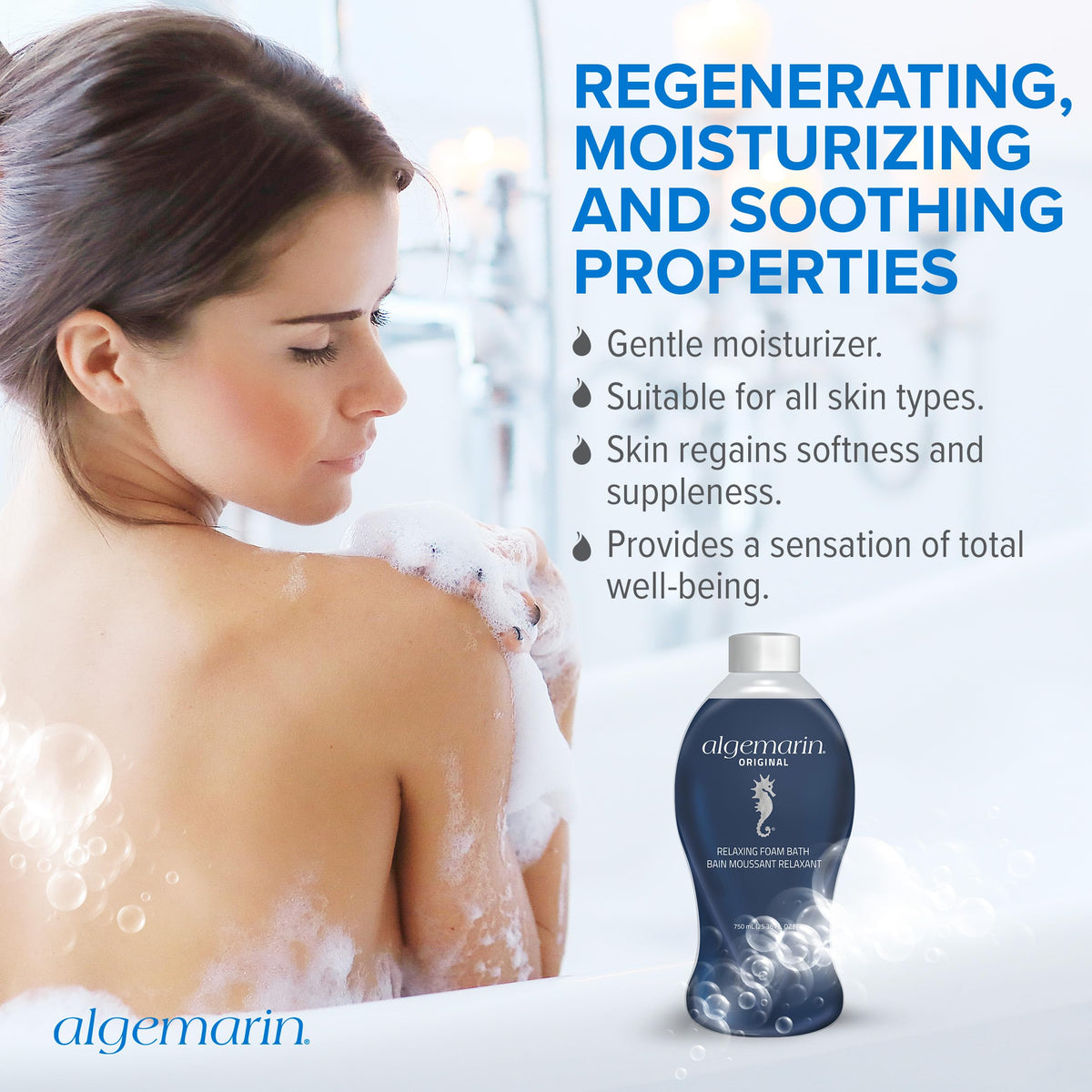 After soaking, Algemarin leaves skin soft and supple for the evening routine.
