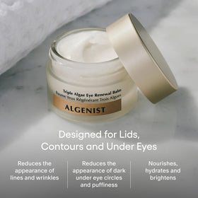 Algenist Alguronic Acid technology shown, highlighting protective care for the eye area.