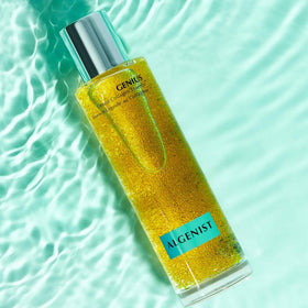 Dermatologist-tested, hypoallergenic formula on Algenist Genius Liquid Collagen Essence packaging.