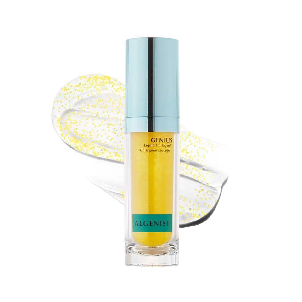Algenist Genius Liquid Collagen Serum bottle for firming and hydrating the skin.