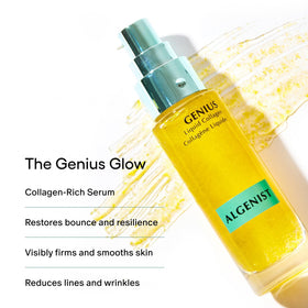 Genius Liquid Collagen Serum texture close-up showing lightweight hydration.