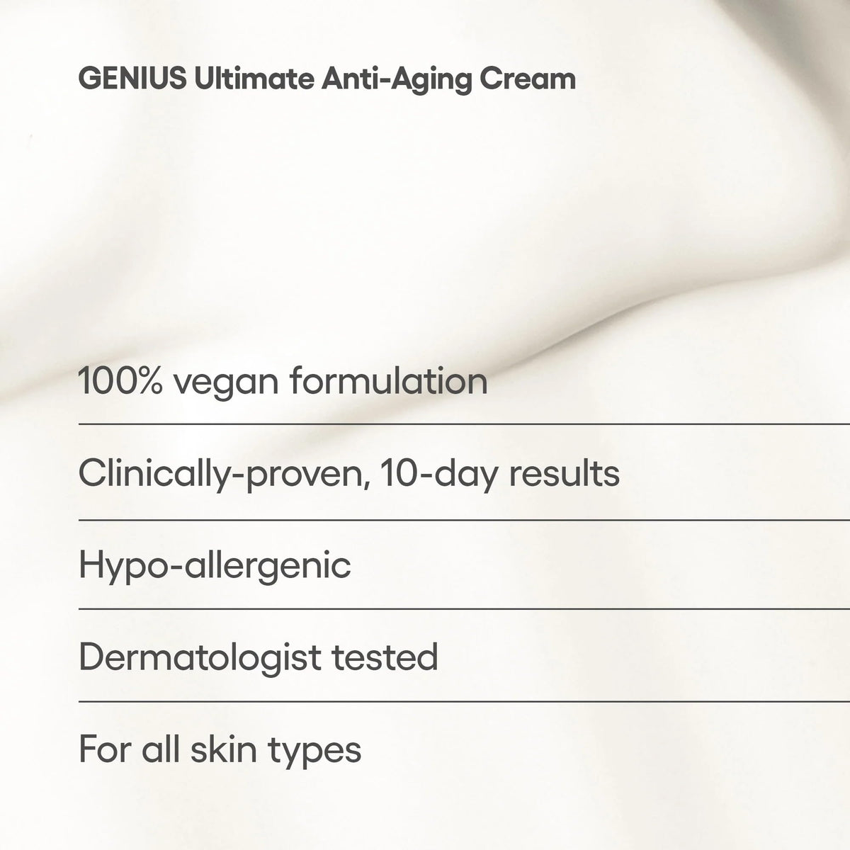 Packaging-label closeup of Algenist Genius Ultimate Anti-Aging Cream for all skin types