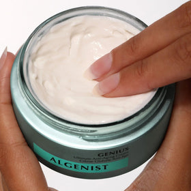 Paraben-free formulation label on Algenist Genius Ultimate Anti-Aging Cream box