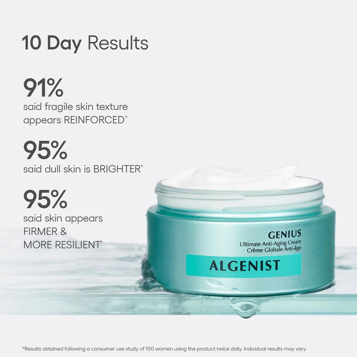 Vegan ingredients highlight in Algenist Genius Ultimate Anti-Aging Cream with Alguronic Acid