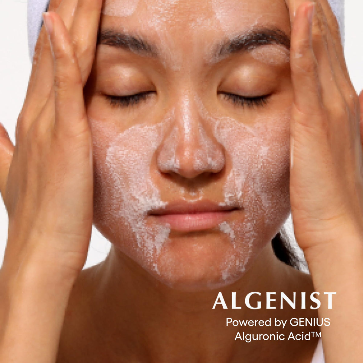 Algenist GENIUS Ultimate Cleanser avocado oil boosts hydration imagery.