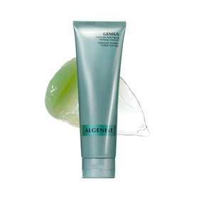 Algenist GENIUS Ultimate Cleanser bottle melting makeup into silky oil.