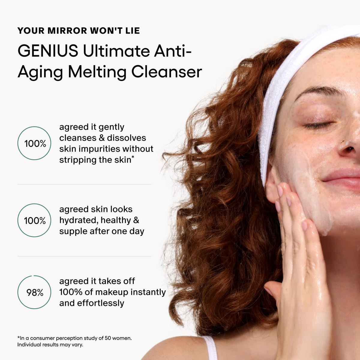 Algenist GENIUS Ultimate Cleanser milky emulsion after water contact.