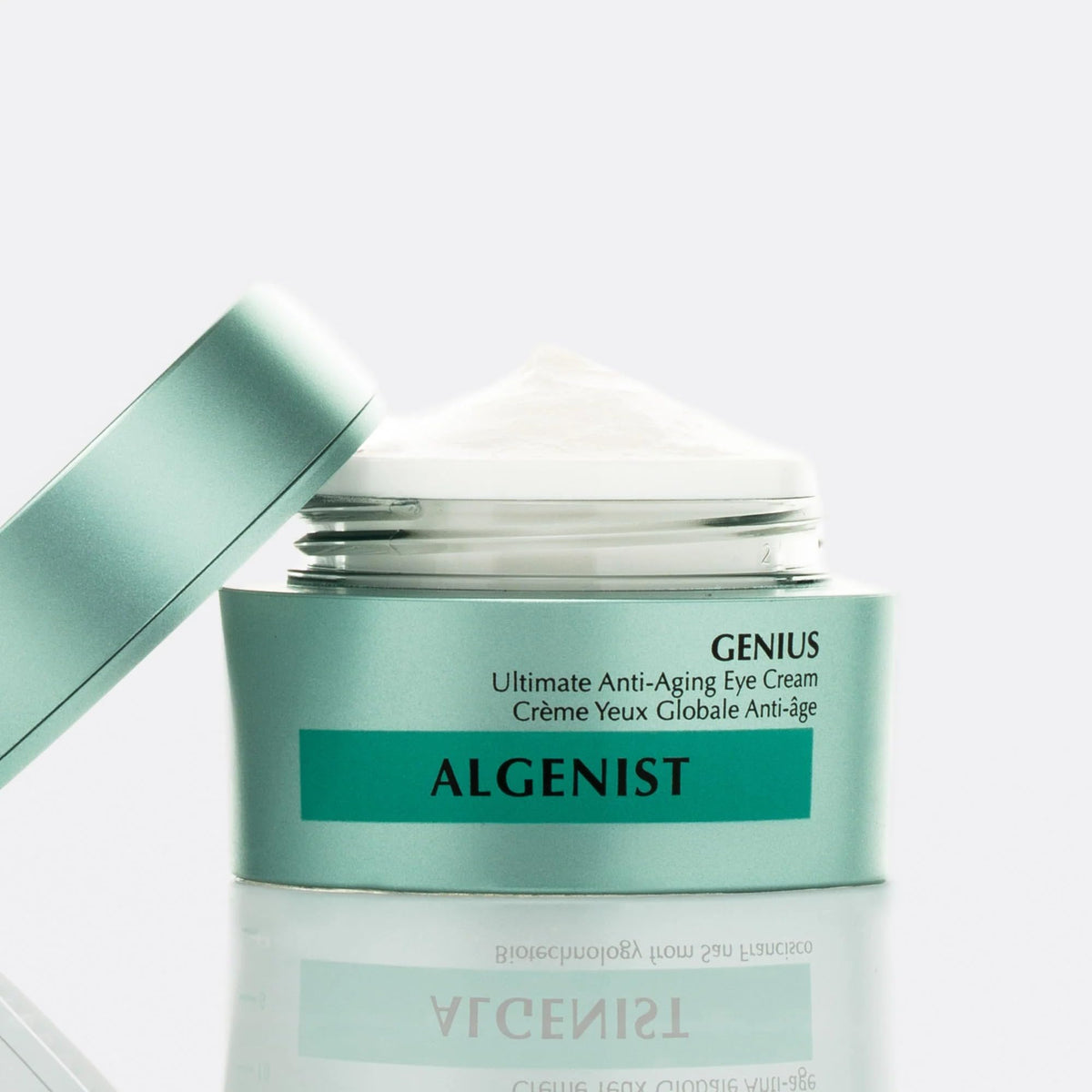 Algenist GENIUS Ultimate Eye Cream daily-use routine shot emphasizes consistent care