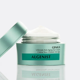 Algenist GENIUS Ultimate Eye Cream daily-use routine shot emphasizes consistent care