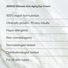 Algenist GENIUS Ultimate Eye Cream under-eye-area swatch demonstrates texture ready for blending