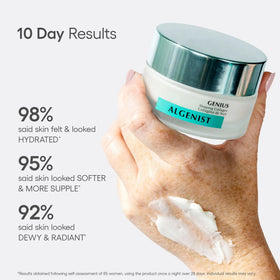 Algenist Nighttime routine application shot suggests easy nightly care for smoother texture.