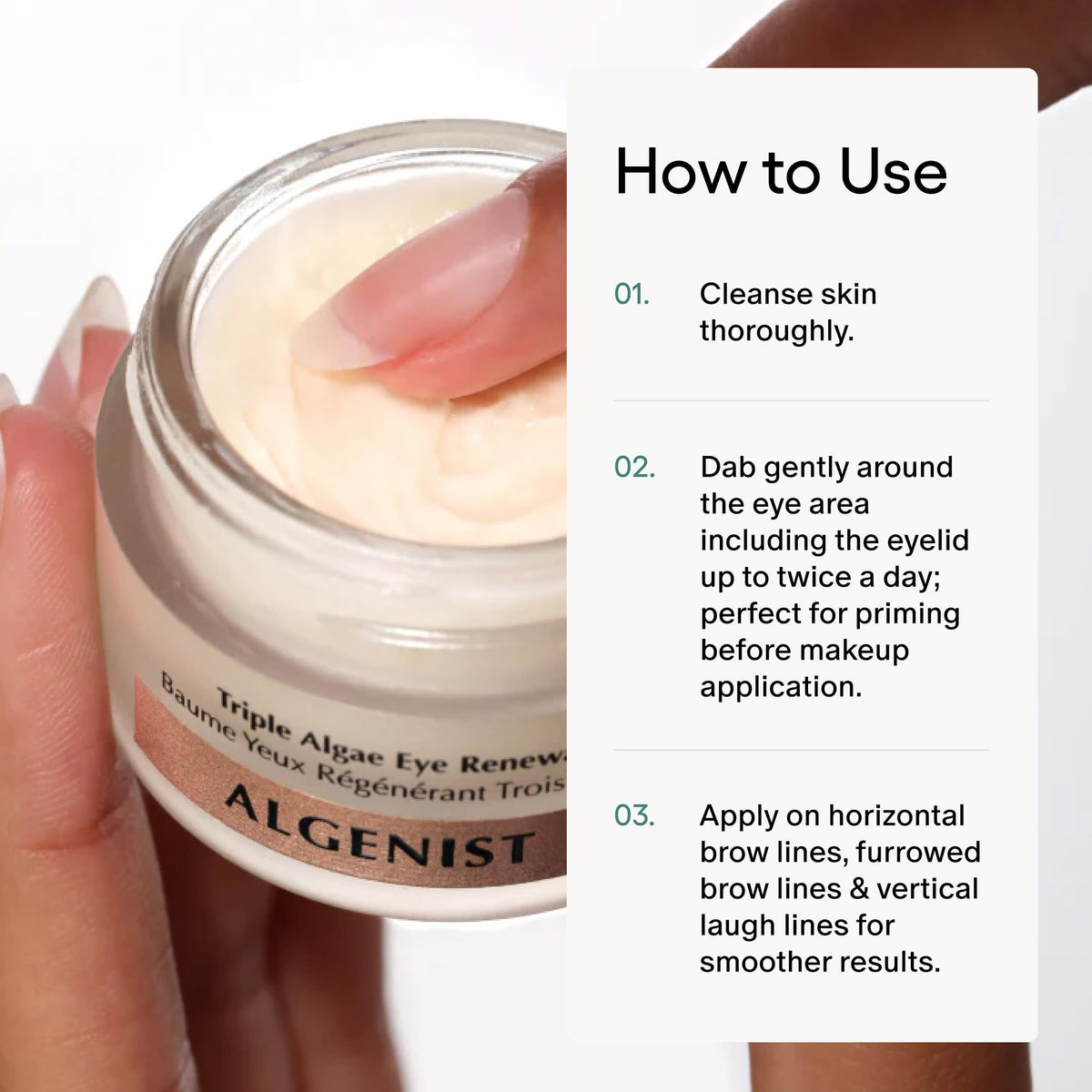 Algenist travel-size eye cream moisture for daily use on-the-go.