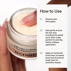 Algenist travel-size eye cream moisture for daily use on-the-go.