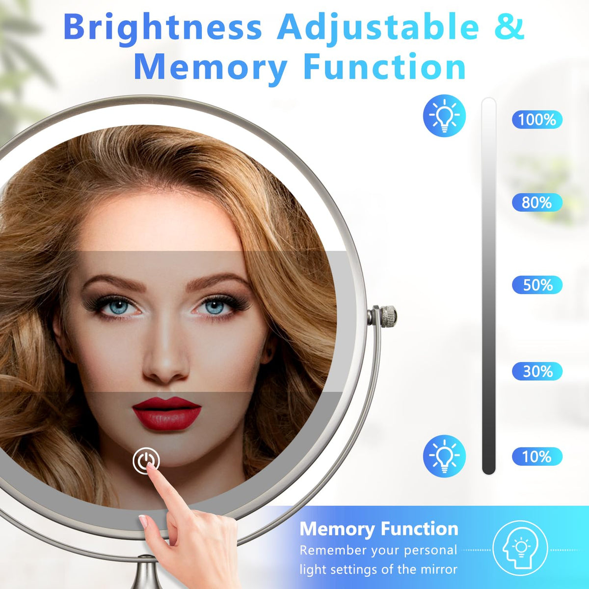 ALHAKIN double-sided mirror offers 1X and 15X magnification for precision.