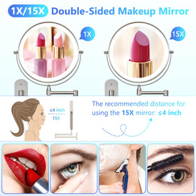 ALHAKIN rechargeable makeup mirror with 2000mAh battery for cordless lighting.