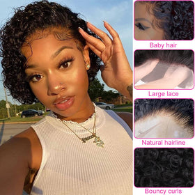 Ali Bling Pixie Cut Wig showcases soft curls and easy maintenance