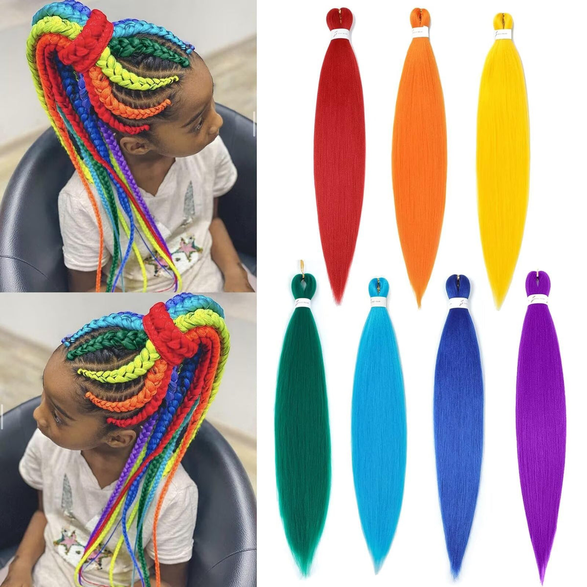 ALIABSION Rainbow Braiding Hair 26-inch color set for long-lasting vibrant braids.