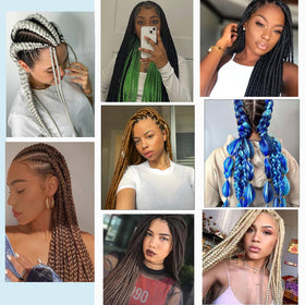ALIABSION Rainbow Braiding Hair seven-pack set ready for styling.