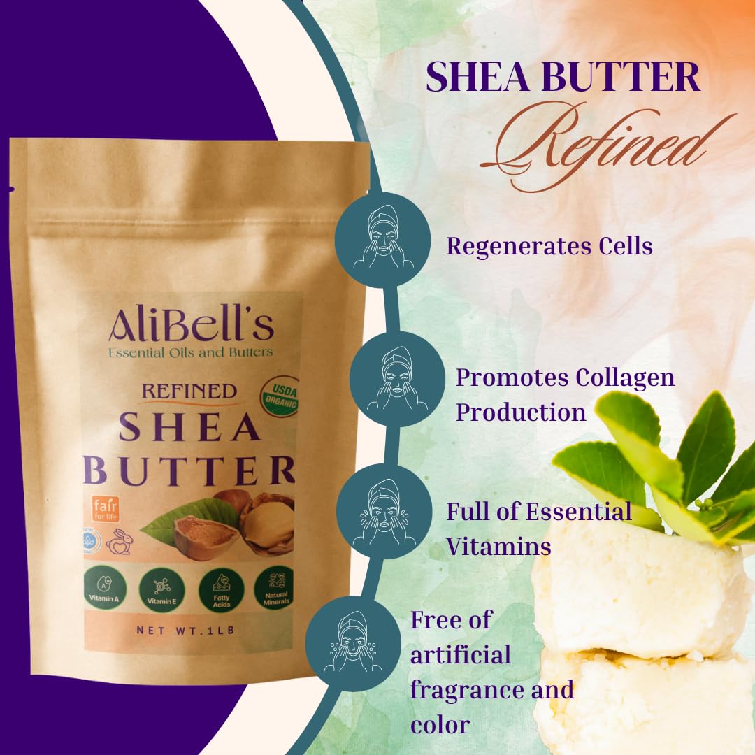 AliBell's 1lb pouch of refined shea butter for easy use.