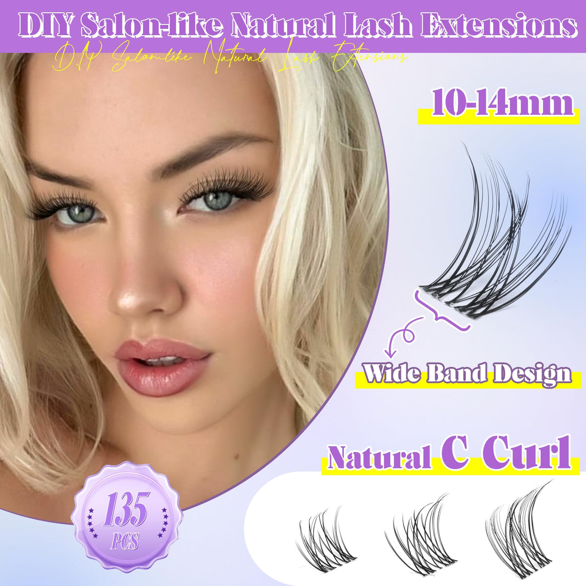 ALICE 135-piece lash clusters set for versatile styles.