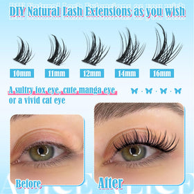 ALICE 3D anime lashes 10–16mm display fluffy wispy clusters for versatile looks.