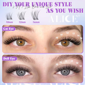 ALICE clear band lash clusters blend invisibly with lashes.