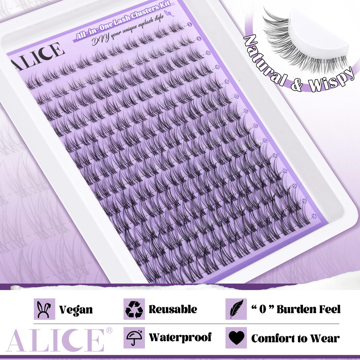 ALICE Cluster eyelash kit bond glue for secure adhesion.
