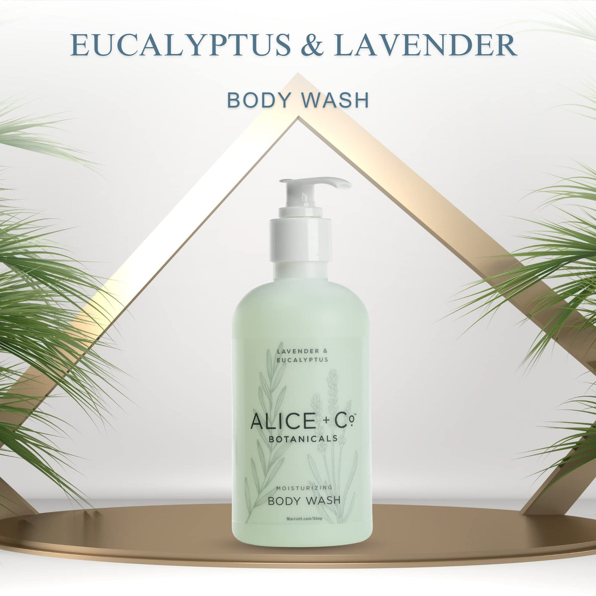 Alice + Co. Lavender & Eucalyptus foaming lather bottle for a refreshing morning routine.