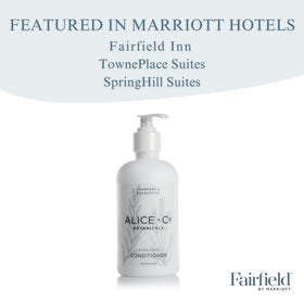 Alice + Co. hotel amenities display signals hotel-quality pampering.