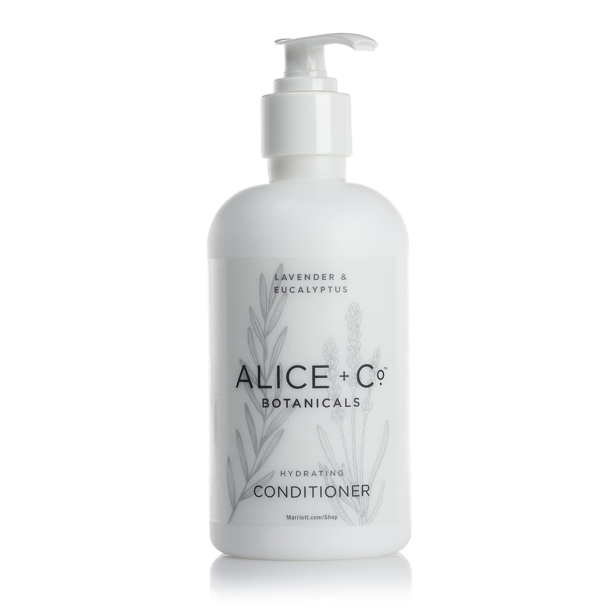 Alice + Co. lavender-eucalyptus conditioner bottle for hydrated, refreshed hair.