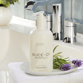 Alice + Co shampoo with eucalyptus leaves and lavender accents a refreshing scent