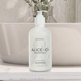 Alice + Co shampoo in-room display for Fairfield Marriott guests