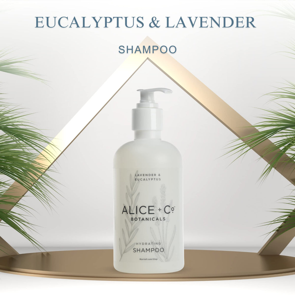 Alice + Co Lavender and Eucalyptus shampoo bottle closeup with natural fragrance