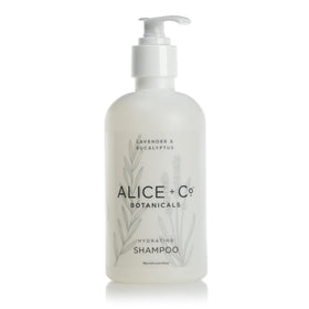 Alice + Co Lavender and Eucalyptus shampoo bottle pour for a refreshing cleanse