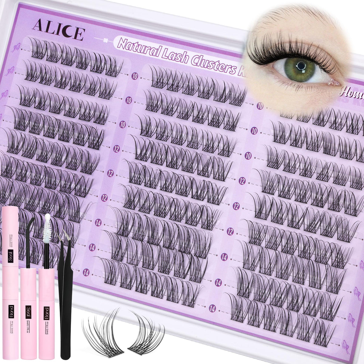 ALICE Wispy Lash Clusters Kit in use with soft, comfortable wear.