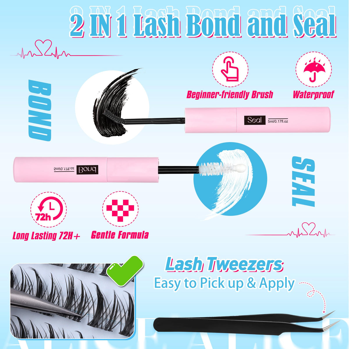 ALICE Precision lash tweezers enable accurate placement and tidy application.