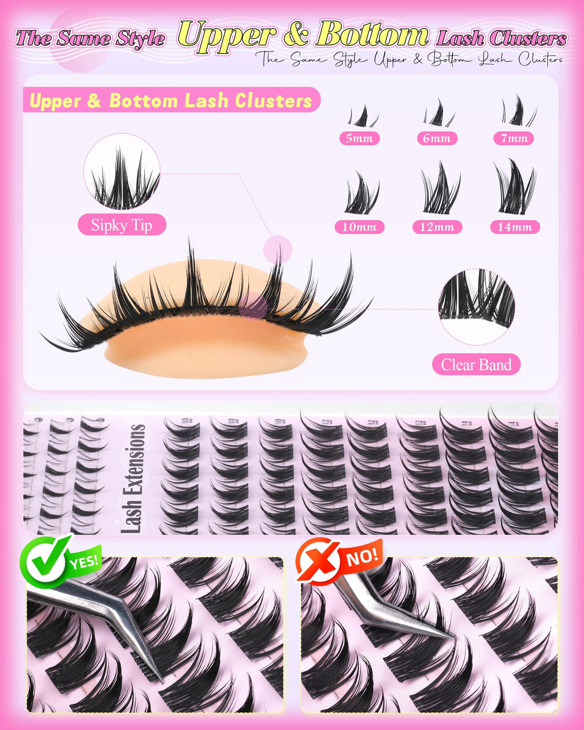 ALICE spiky bottom lashes stored upside-down for easy pickup