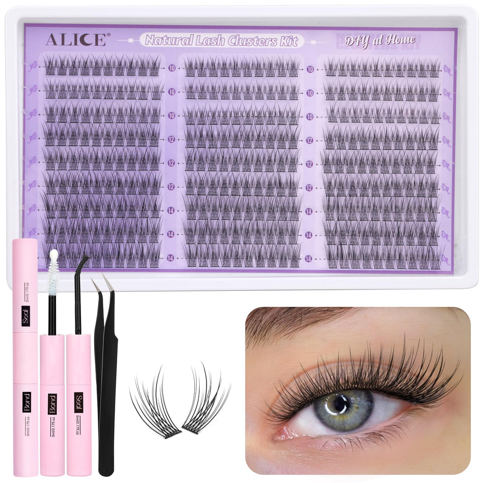 ALICE natural lash clusters 270pcs for easy at-home extensions.