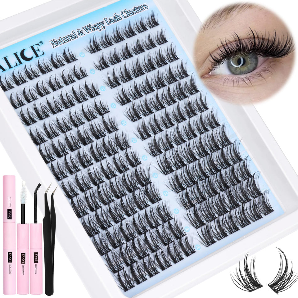 ALICE Natural Lash Clusters Kit close-up showing 144 pieces for anime-inspired eye drama.