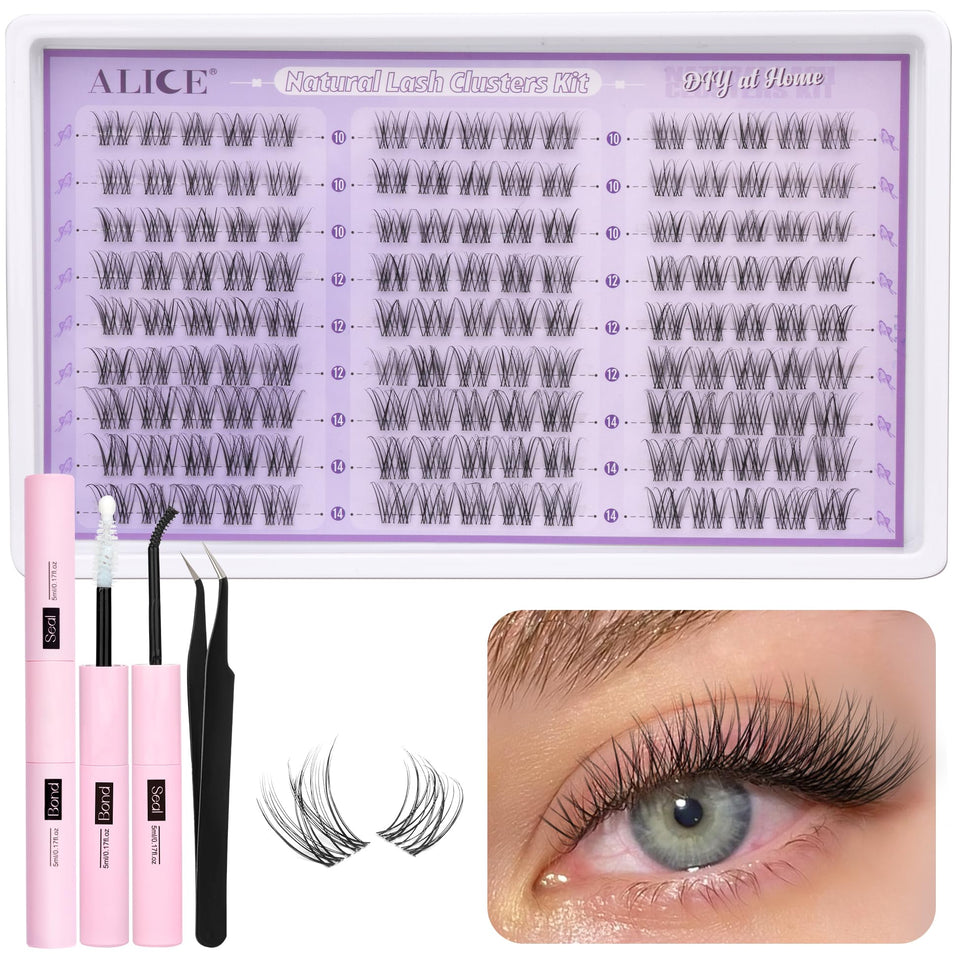 ALICE natural lash extension kit with clear band for seamless daily wear.