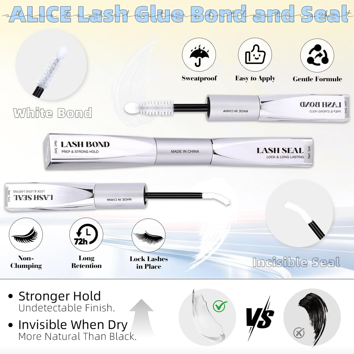 ALICE Flexible band design reduces visible lash line fatigue