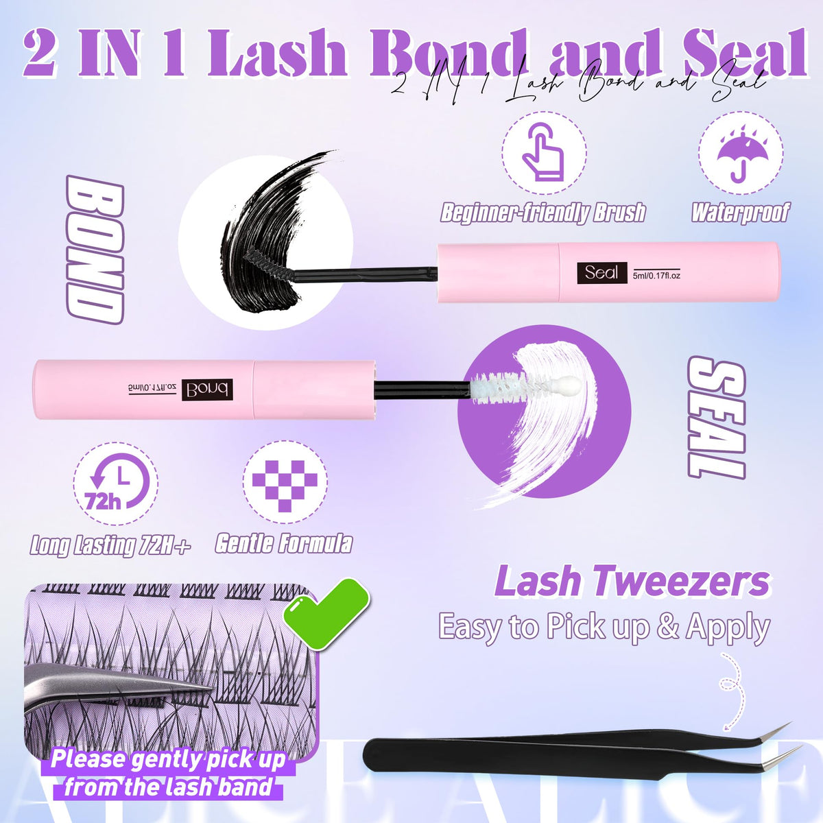 ALICE tweezers for lash application enabling precise at-home work.