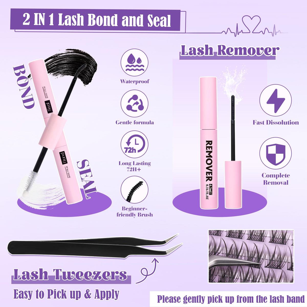 ALICE Wispy Lash Clusters Kit lash remover for safe removal.