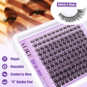 ALICE Wispy Lash Clusters Kit lashes closeup, natural-looking clusters for easy daily wear.