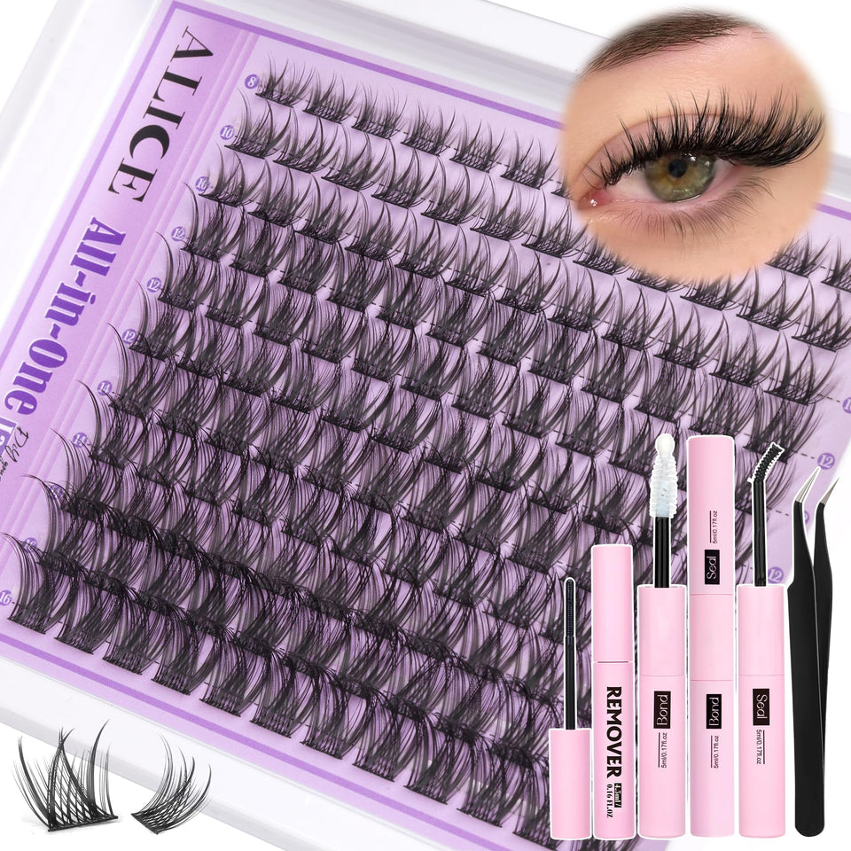 ALICE Wispy Lash Clusters Kit packaging, complete DIY set for salon-like results.