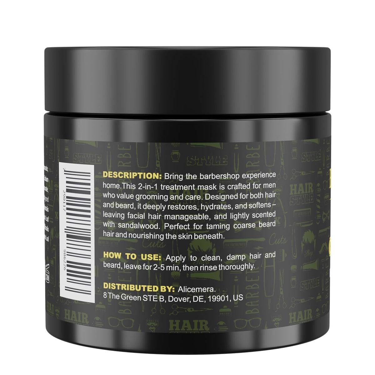 Alicemera beard-softener texture on facial hair, supporting smoother grooming