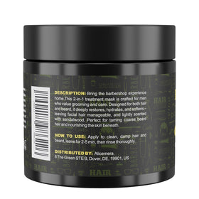 Alicemera beard-softener texture on facial hair, supporting smoother grooming